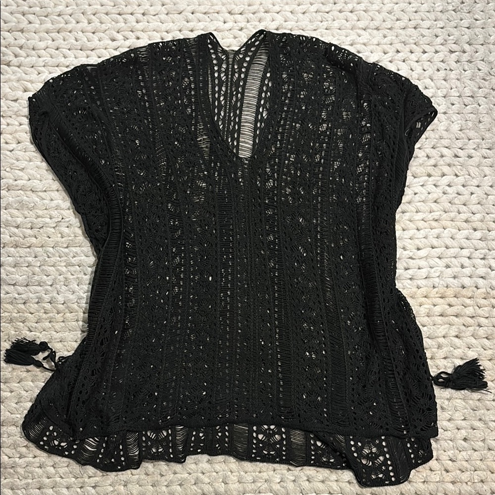 Chic Black Crochet Cover-Up